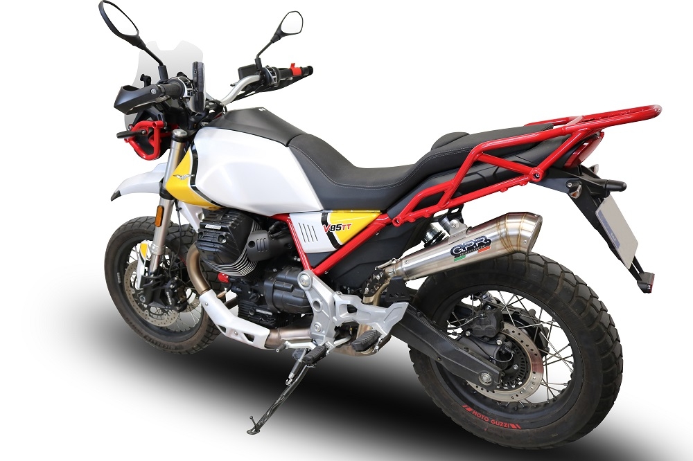 Escape compatível com Moto Guzzi V85 TT 2021-2024, Powercone Evo, Escape legal, homologado, silenciador com db killer removível e tubo de ligação específico 