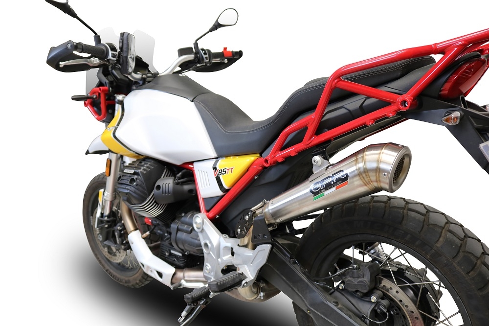 Escape compatível com Moto Guzzi V85 TT 2021-2024, Powercone Evo, Escape legal, homologado, silenciador com db killer removível e tubo de ligação específico 