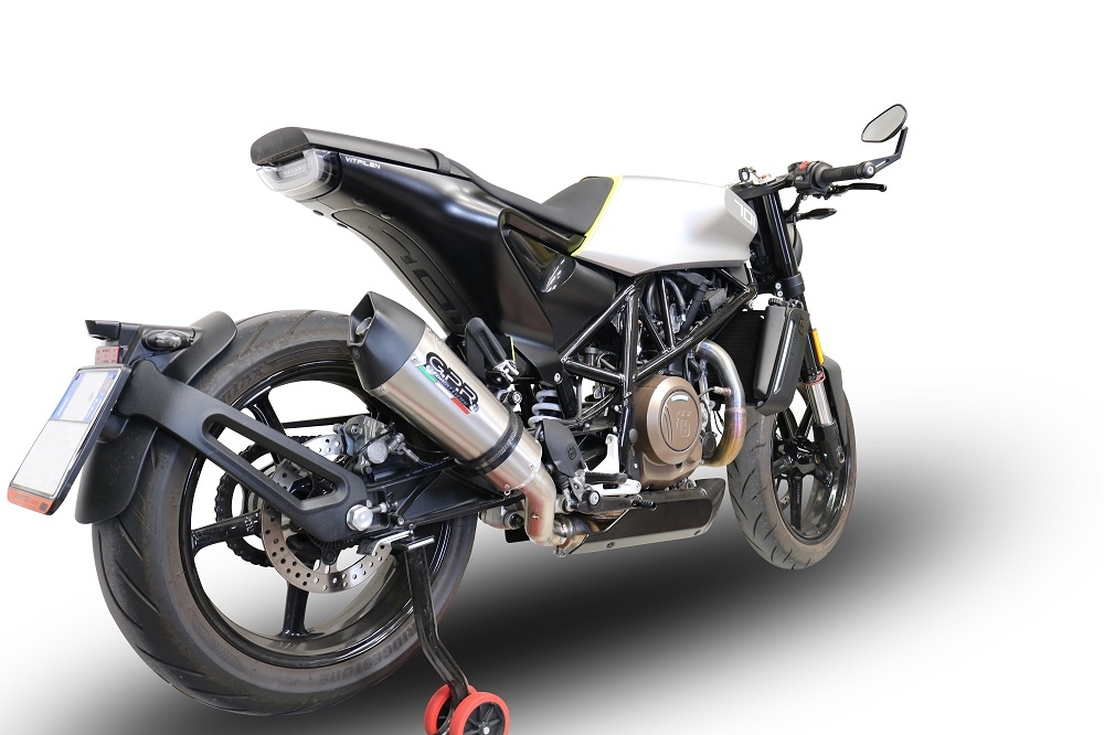 GPR escape compatível com  Husqvarna Svartpilen 701 2018-2020, New Grand Prix Evo Titanium, Escape legal, homologado, silenciador com db killer removível e tubo de ligação específico 