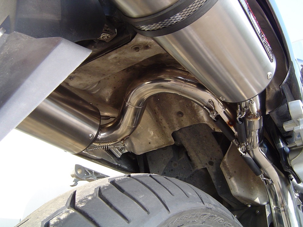 Escape compatível com Honda Vfr 800 V-Tec 2002-2013, M3 Inox , Par de silenciosos de escape homologadas, com db killer removível e tubos de ligação específicos 