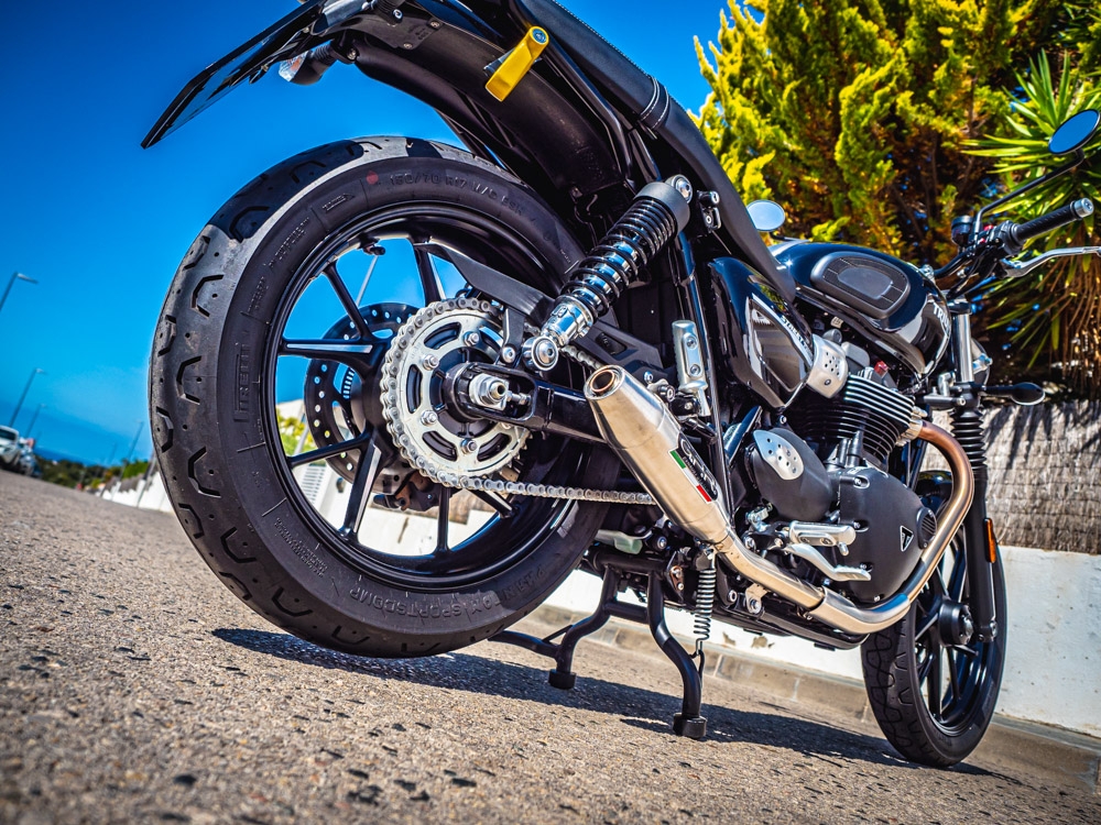 GPR escape compatível com  Triumph Street Twin 900 2015-2019, Deeptone Inox, Par de silenciosos de escape homologadas, com db killer removível e tubos de ligação específicos 