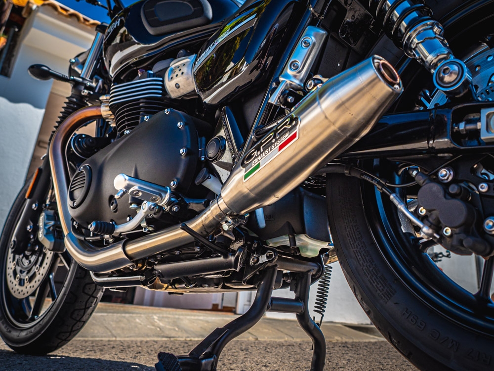 GPR escape compatível com  Triumph Street Twin 900 2015-2019, Deeptone Inox, Par de silenciosos de escape homologadas, com db killer removível e tubos de ligação específicos 