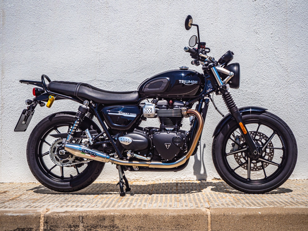 Escape compatível com Triumph Street Twin 900 2020-2021, Vintacone, Par de silenciosos de escape homologadas, com db killer removível e tubos de ligação específicos 