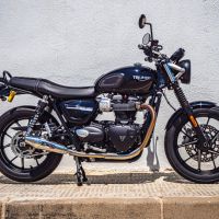 Escape compatível com Triumph Street Twin 900 2015-2019, Vintacone, Par de silenciosos de escape homologadas, com db killer removível e tubos de ligação específicos 