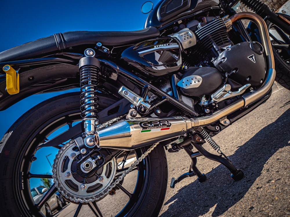 Escape compatível com Triumph Street Twin 900 2020-2021, Vintacone, Par de silenciosos de escape homologadas, com db killer removível e tubos de ligação específicos 
