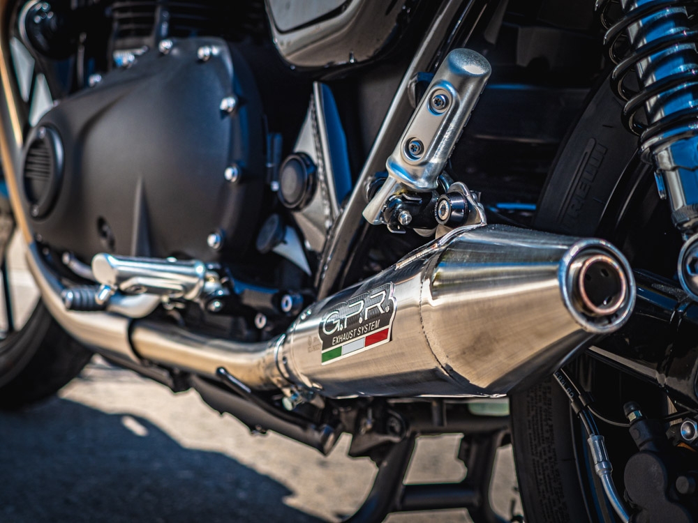 Escape compatível com Triumph Street Twin 900 2020-2021, Vintacone, Par de silenciosos de escape homologadas, com db killer removível e tubos de ligação específicos 