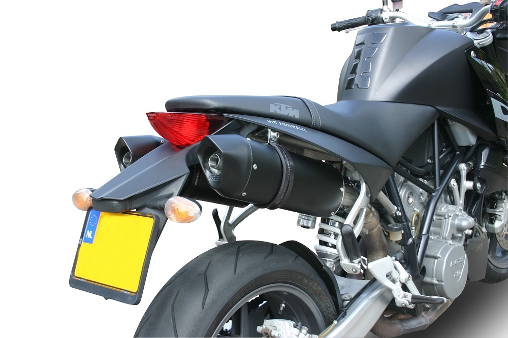 Escape compatível com Ktm Superduke 990 - R ( LC8) 2004-2012, Furore Nero, Par de terminais de exaustão aprovados, com db killer removível, catalisadores e tubo de conexão específico 