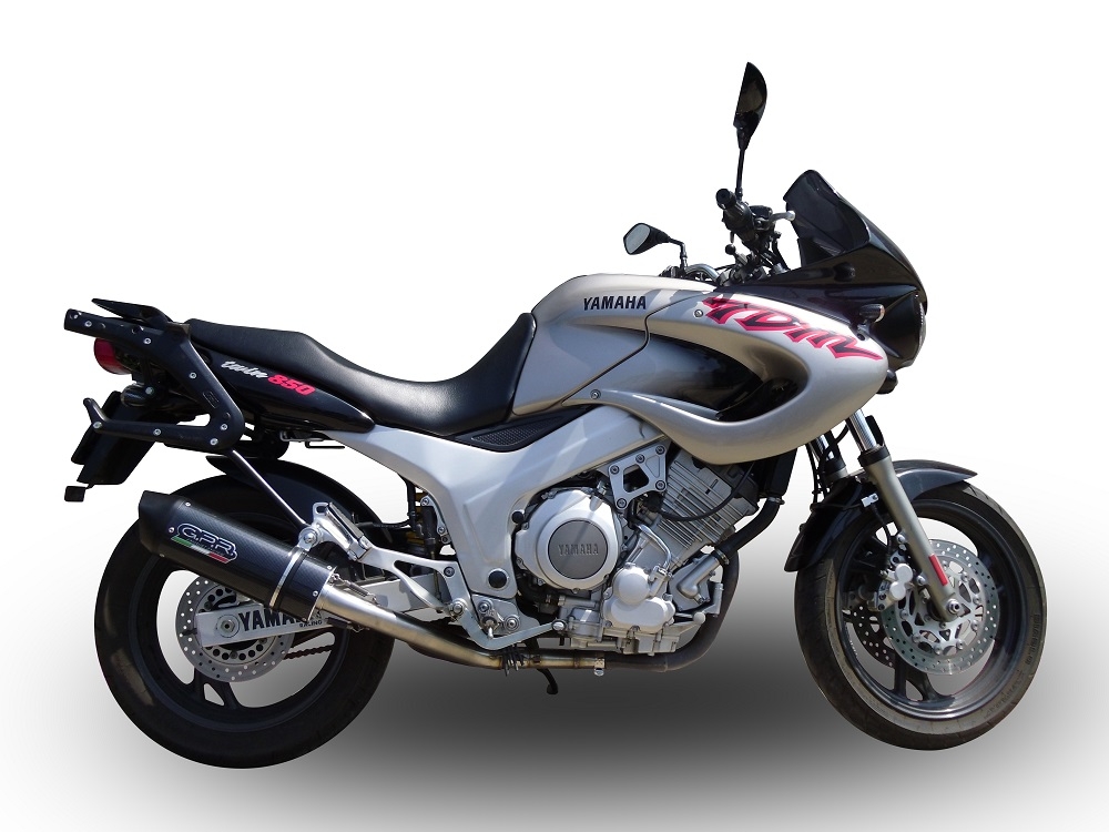 Escape compatível com Yamaha Tdm 850 1991-2001, Furore Nero, Par de silenciosos de escape homologadas, com db killer removível e tubos de ligação específicos 