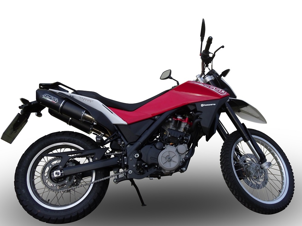 Escape compatível com Husqvarna TERRA - STRADA TR 650 2013-2015, Furore Poppy, Par de silenciosos de escape homologadas, com db killer removível e tubos de ligação específicos 