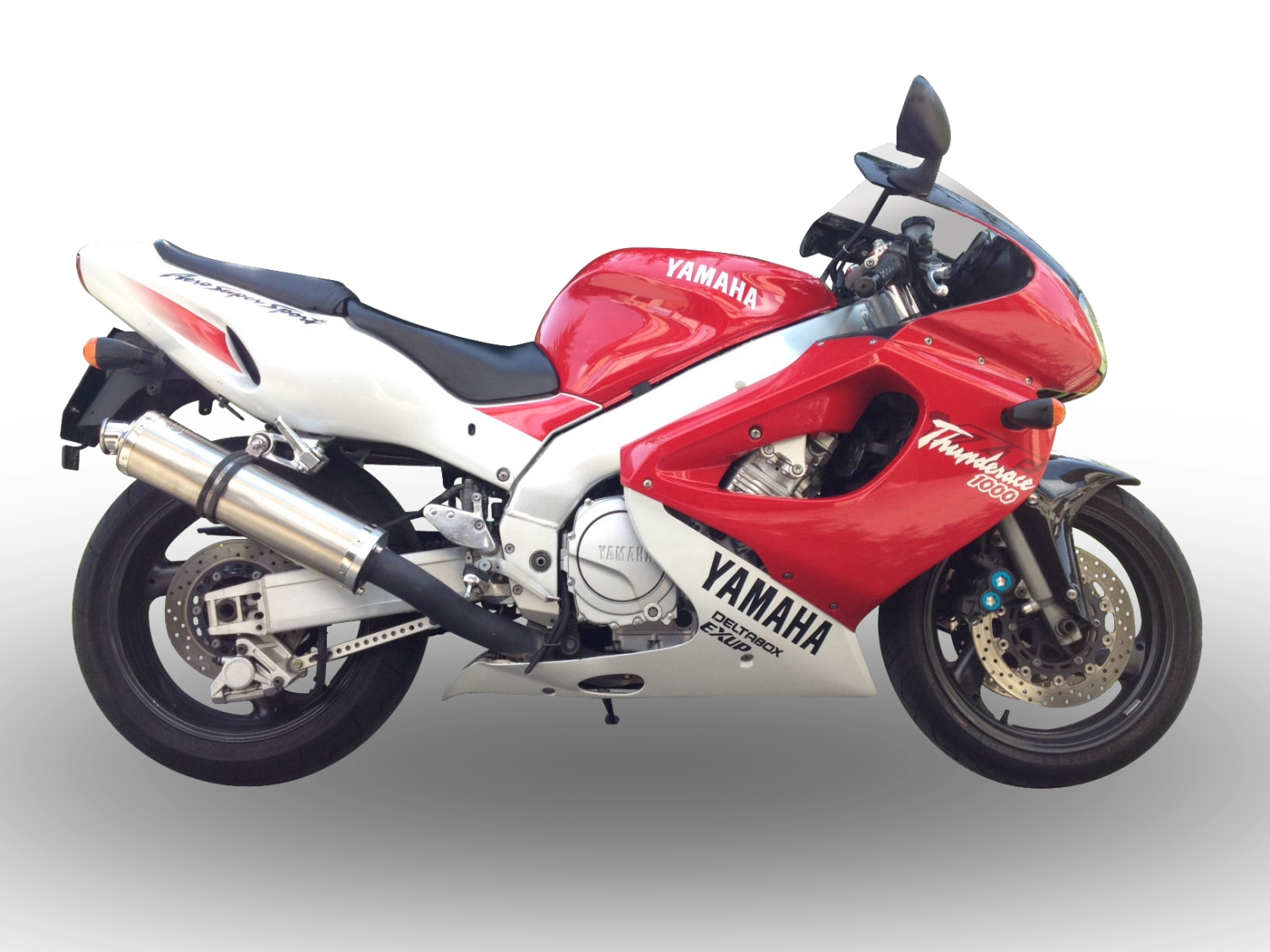 Escape compatível com Yamaha YZF 1000 R Thunderace 1996-2003, Inox Tondo, Silenciador de escape, aprovado, montagem com flange específico (bolt-on), com db killer removível 