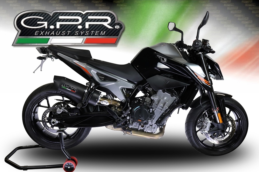Escape compatível com Ktm Duke 790 2017-2020, Furore Nero, Sistema racing Silencioso com tubo de ligação 