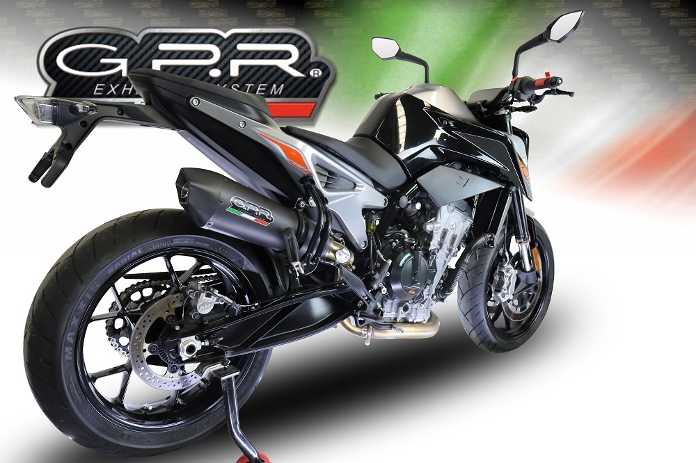 GPR escape compatível com  Ktm Duke 790 2021-2024, New Grand Prix Evo Black Titanium, Escape legal, homologado, silenciador com db killer removível e tubo de ligação específico 