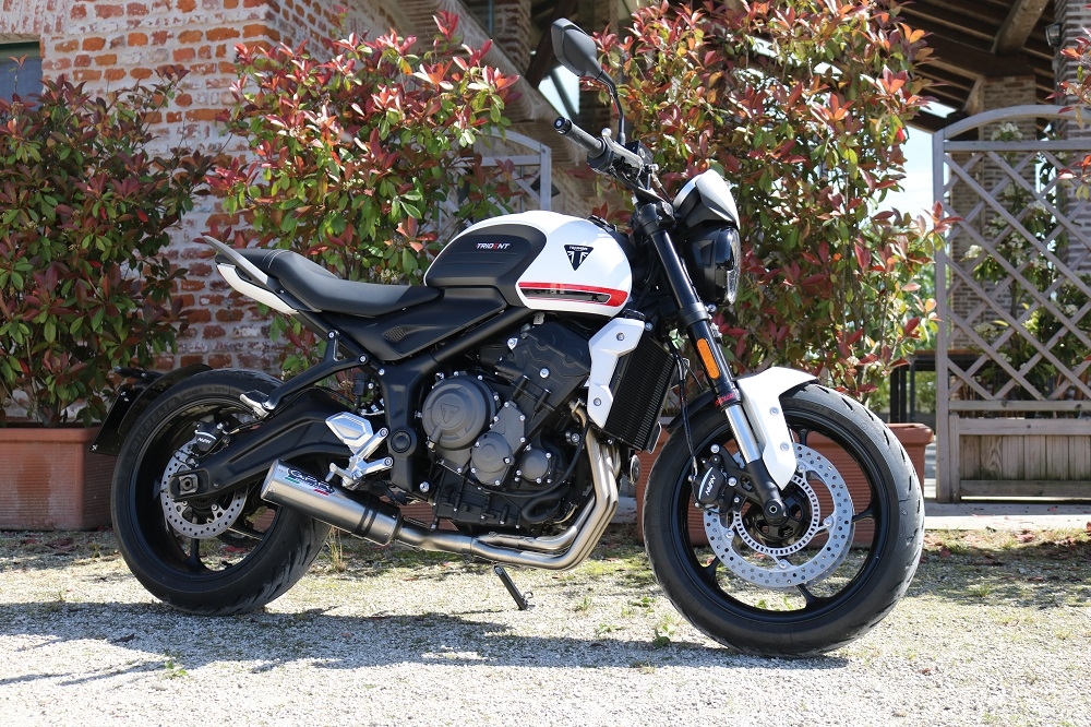 Escape compatível com Triumph Trident 660 2021-2024, M3 Inox , Sistema homologado com catalisador linha completa, silencioso mais coletor 