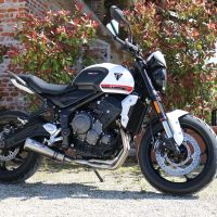 Escape compatível com Triumph Trident 660 2021-2024, M3 Inox , Sistema homologado com catalisador linha completa, silencioso mais coletor 