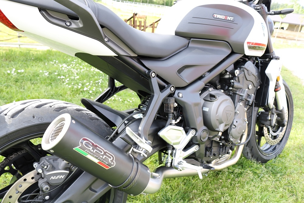 Escape compatível com Triumph Trident 660 2021-2024, M3 Black Titanium, Sistema homologado com catalisador linha completa, silencioso mais coletor 