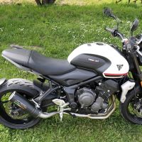 Escape compatível com Triumph Trident 660 2021-2024, M3 Black Titanium, Sistema homologado com catalisador linha completa, silencioso mais coletor 