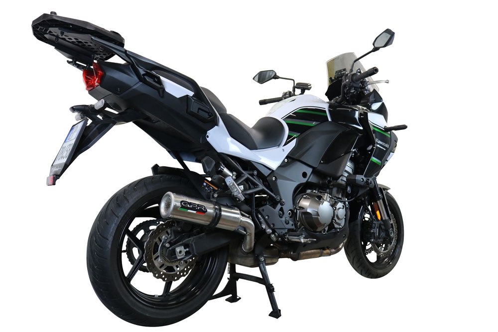 Escape compatível com Kawasaki Versys 1000 I.E. 2021-2024, M3 Inox , Escape legal, homologado, silenciador com db killer removível e tubo de ligação específico 