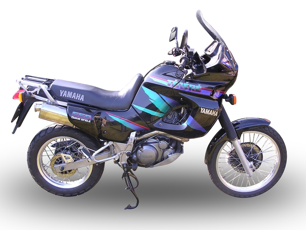 Escape compatível com Yamaha Xtz 660 Teneré 1991-1998, Trioval, Escape legal, homologado, silenciador com db killer removível e tubo de ligação específico 