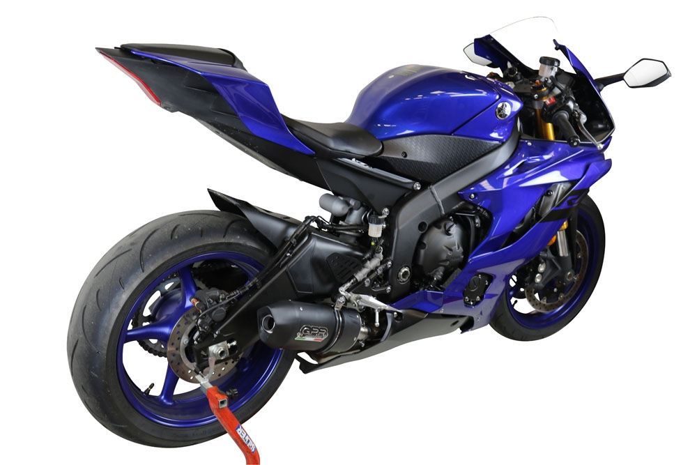 Escape compatível com Yamaha Yzf R6 2017-2025, Furore Poppy, Sistema racing Silencioso com tubo de ligação 