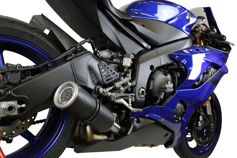 Escape compatível com Yamaha Yzf R6 2017-2025, M3 Black Titanium, Escape legal, homologado, silenciador com db killer removível e tubo de ligação específico 