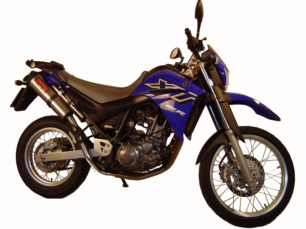 Escape compatível com Yamaha Xt 660 X-R 2004-2014, Trioval, Par de terminais de exaustão aprovados, com db killer removível, catalisadores e tubo de conexão específico 