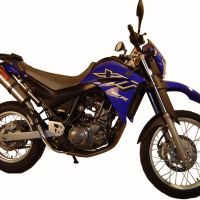Escape compatível com Yamaha Xt 660 X-R 2004-2014, Trioval, Par de terminais de exaustão aprovados, com db killer removível, catalisadores e tubo de conexão específico 