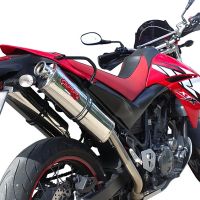 Escape compatível com Yamaha Xt 660 X-R 2004-2014, Trioval, Par de silenciosos de escape homologadas, com db killer removível e tubos de ligação específicos 