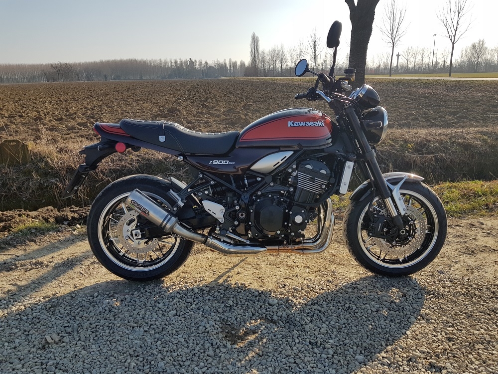 Escape compatível com Kawasaki Z 900 RS 2018-2020, M3 Titanium Natural, Escape legal, homologado, silenciador com db killer removível e tubo de ligação específico 