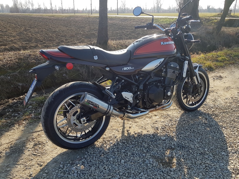 Escape compatível com Kawasaki Z 900 RS 2018-2020, M3 Titanium Natural, Escape legal, homologado, silenciador com db killer removível e tubo de ligação específico 