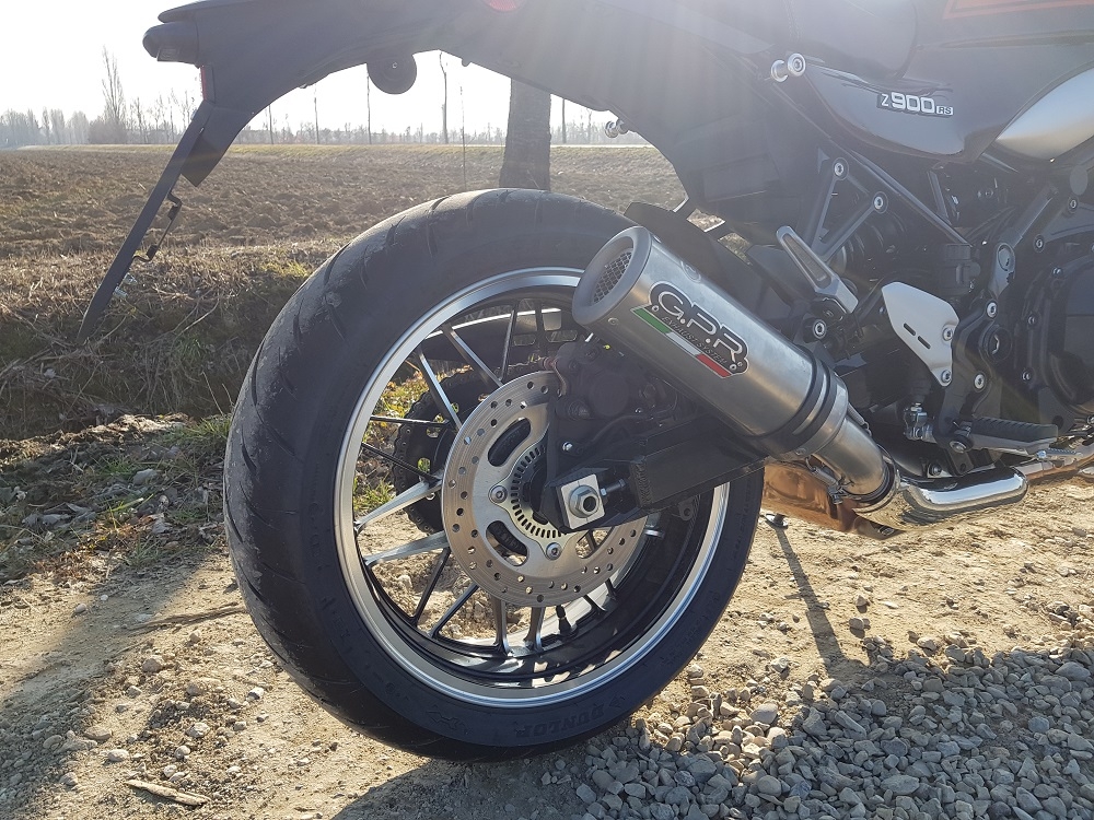 Escape compatível com Kawasaki Z 900 RS 2018-2020, M3 Titanium Natural, Escape legal, homologado, silenciador com db killer removível e tubo de ligação específico 