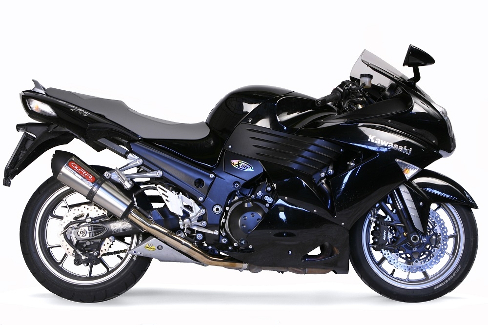 Escape compatível com Kawasaki Zzr 1400 2008-2011, Gpe Ann. titanium, Par de silenciosos de escape homologadas, com db killer removível e tubos de ligação específicos 