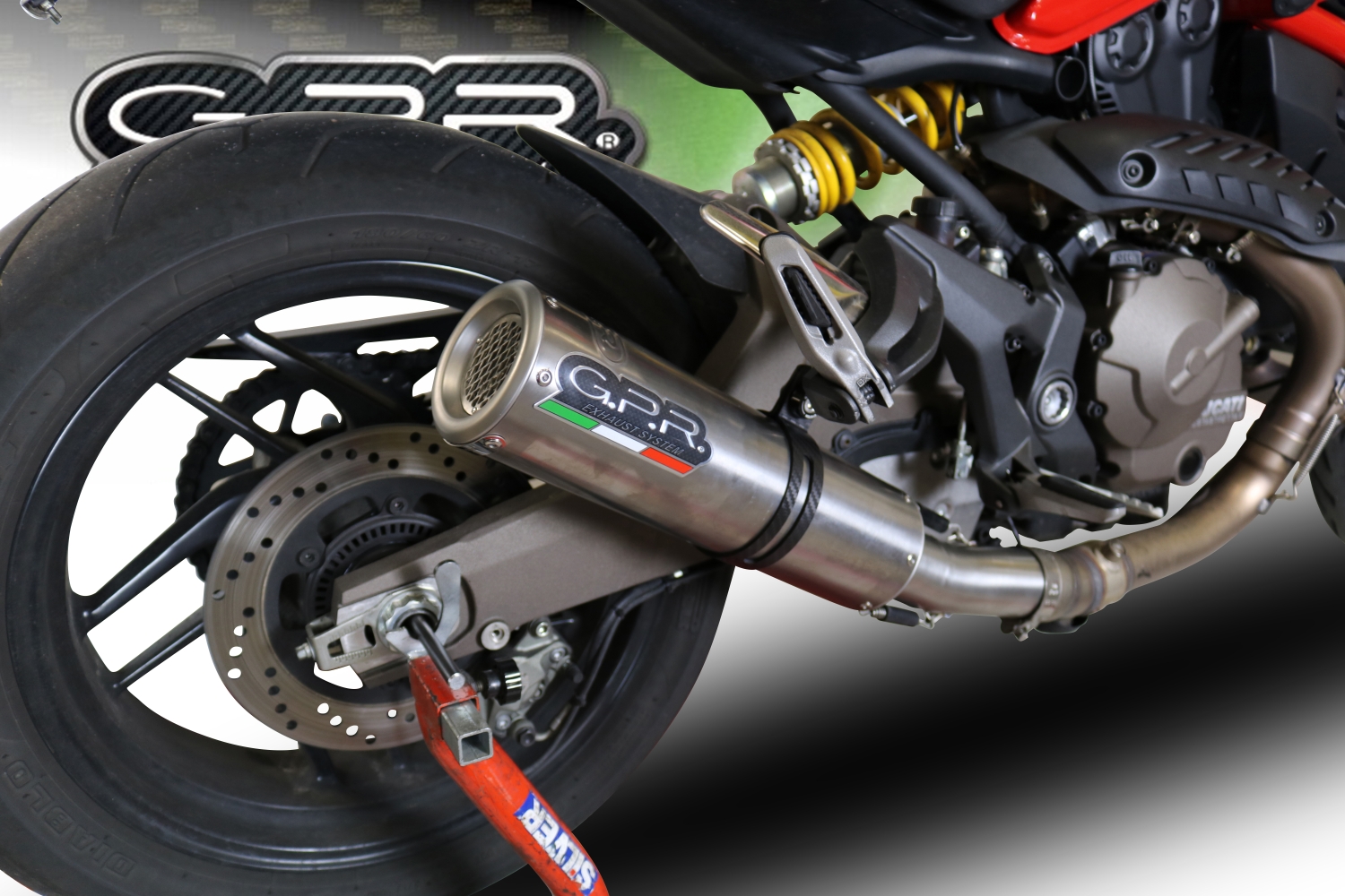 Escape compatível com Ducati Monster 1200 S -R 2017-2021, M3 Titanium Natural, Escape legal, homologado, silenciador com catalisador, db killer removível e tubo de ligação específico 