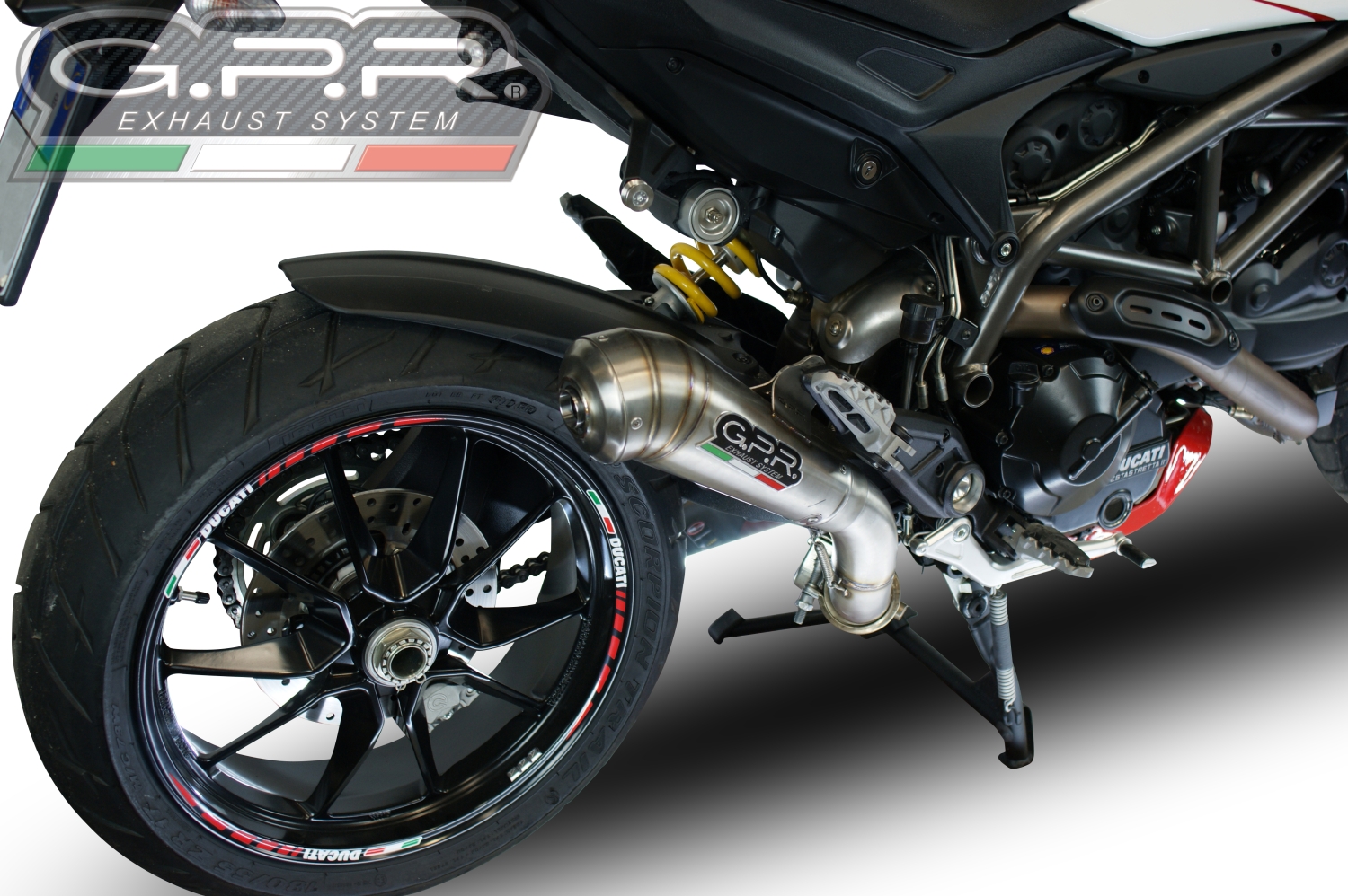 Escape compatível com Ducati Hyperstrada -Hypermotard 939 EURO 4 2016-2019, Powercone Evo, Escape legal, homologado, silenciador com catalisador, db killer removível e tubo de ligação específico 