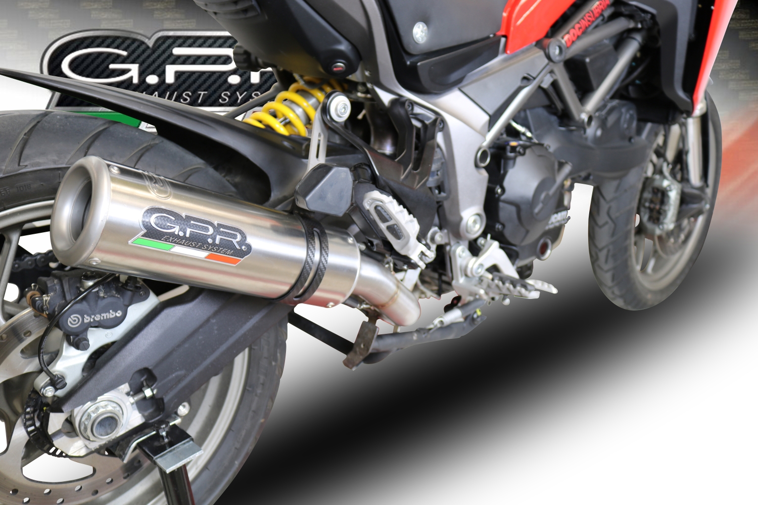 GPR escape compatível com  Ducati Multistrada 950 2017-2020, M3 Titanium Natural, Escape homologado semi-completo com db killer removível e com catalisador 