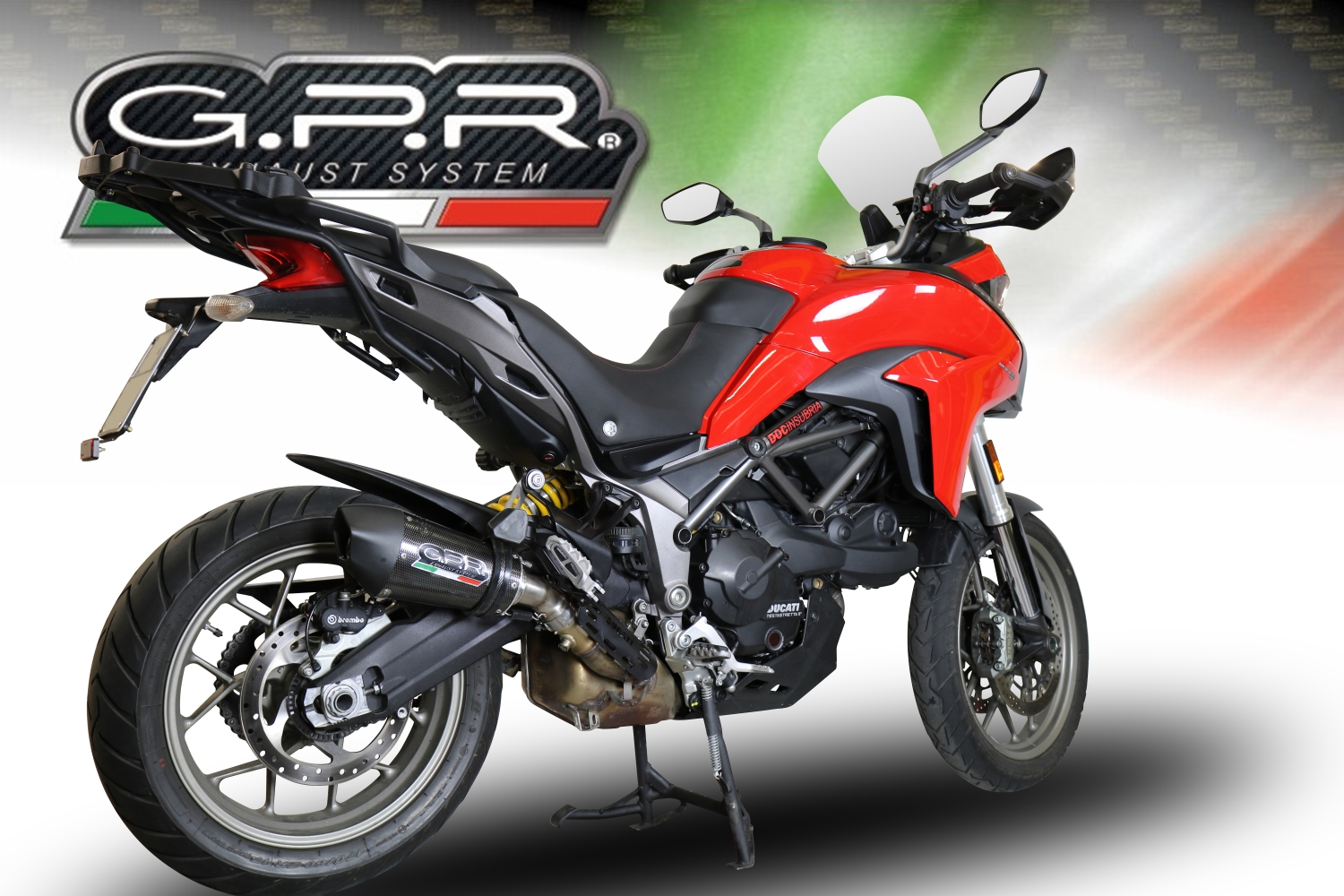 GPR escape compatível com  Ducati Multistrada 950 V2 S 2021-2024, New Grand Prix Evo Poppy, Escape legal, homologado, silenciador com db killer removível e tubo de ligação específico 