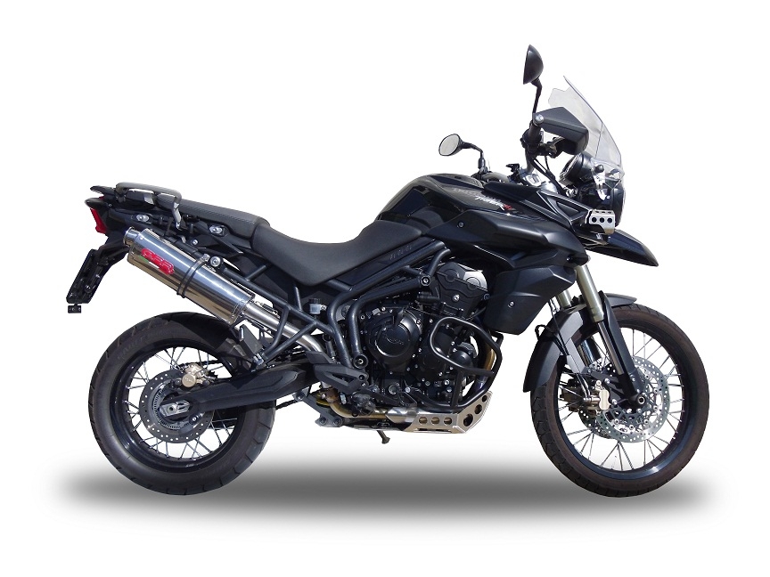 GPR escape compatível com  Triumph Tiger 800 - Xr - Xc - Xrx - Xcx - Xrt - Xca 2017-2021, Trioval, Escape legal, homologado, silenciador com db killer removível e tubo de ligação específico 