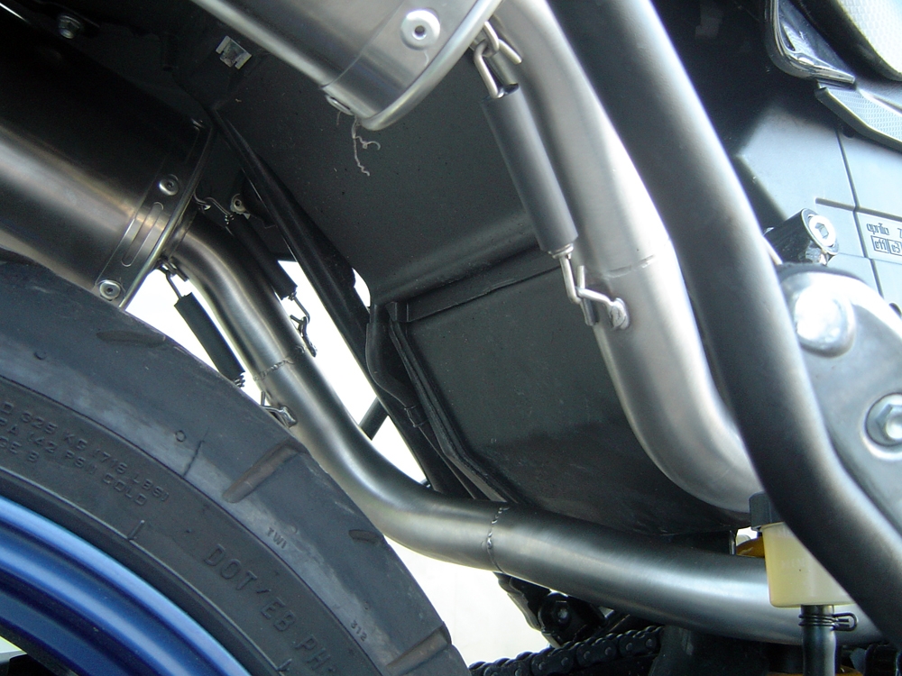 Escape compatível com Aprilia Pegaso Strada 650 2005-2011, Trioval, Par de silenciosos de escape homologadas, com db killer removível e tubos de ligação específicos 