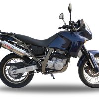 Escape compatível com Aprilia Pegaso 3 650 -Pegaso i.e. 1997-2000, Trioval, Par de silenciosos de escape homologadas, com db killer removível e tubos de ligação específicos 
