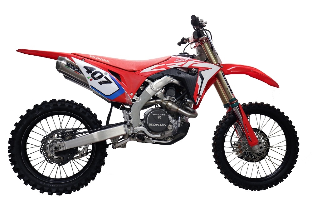 Escape compatível com Honda Crf 450 R-RX 2017-2020, Pentacross Inox, Escape Racing, linha completa, silenciador duplo com db killer removível 