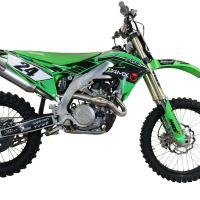 Escape compatível com Kawasaki Kx 450 X 2021-2023, Pentacross Inox, Escape racing linha completa, silencioso mais coletor com dbkiller, não homologado 