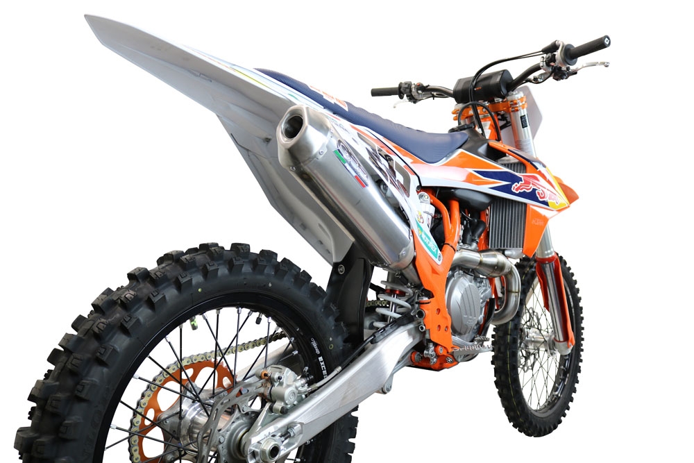 Escape compatível com Ktm 500 XW-F 2024-2024, Pentacross Inox, Escape racing linha completa, silencioso mais coletor com dbkiller, não homologado 