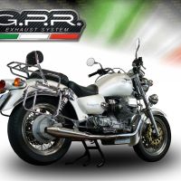 Escape compatível com Moto Guzzi California 1100 Special-Stone-Sport-Ev-Alu 1997-2005, Vintacone, Par de terminais de exaustão aprovados, com db killer removível, catalisadores e tubo de conexão específico 