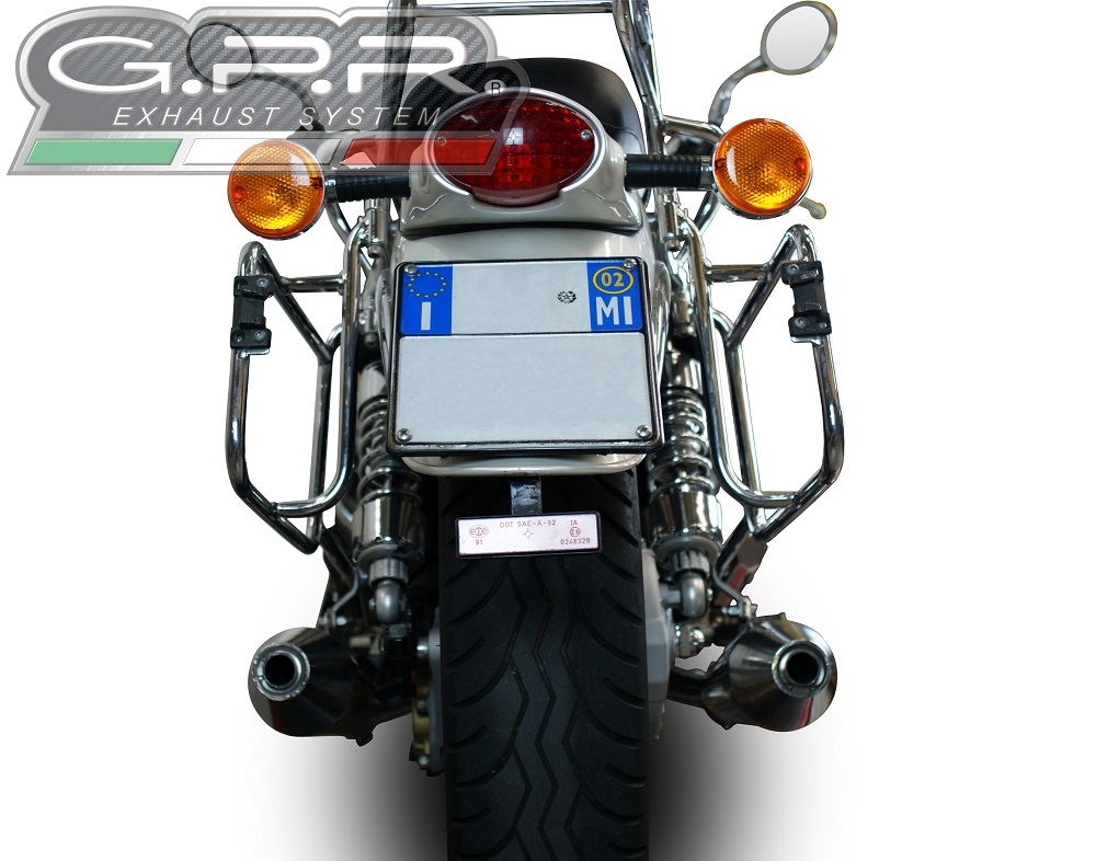 Escape compatível com Moto Guzzi California 1100 Special-Stone-Sport-Ev-Alu 1997-2005, Vintacone, Par de terminais de exaustão aprovados, com db killer removível, catalisadores e tubo de conexão específico 