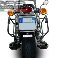 Escape compatível com Moto Guzzi California 1100 Special-Stone-Sport-Ev-Alu 1997-2005, Vintacone, Par de terminais de exaustão aprovados, com db killer removível, catalisadores e tubo de conexão específico 