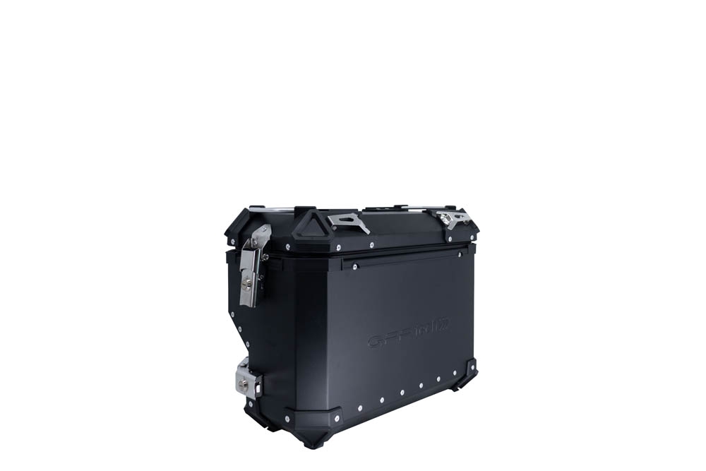 Par de malas laterais em alumínio com o lado direito contornado, cor preta com porta-bagagem específico GPR TECH compatível com  Bmw F 750 Gs 2021/2024 e5
