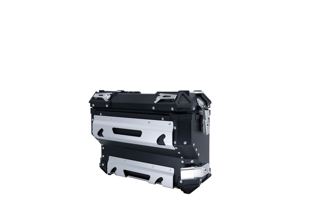 Par de malas laterais em alumínio com o lado direito contornado, cor preta com porta-bagagem específico GPR TECH compatível com  Bmw F 750 Gs 2021/2024 e5
