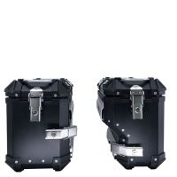 Par de malas laterais em alumínio com o lado direito contornado, cor preta com porta-bagagem específico GPR TECH compatível com  Bmw F 800 Gs 2024/2025 e5