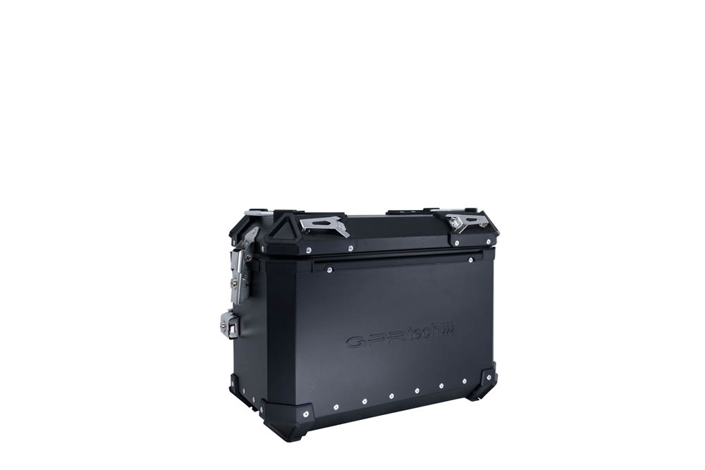 GPR TECH compatível com  Bmw R 1300 GS 2023/2025 Kit tríptico fabricado em preto, com Top case 45 Lt + Side Cases 38 Lt + 38 Lt + suporte de rack geral cor prata Capacidade do baú superior 45 litros + capacidade dos baús laterais 38 litros + 38 litros