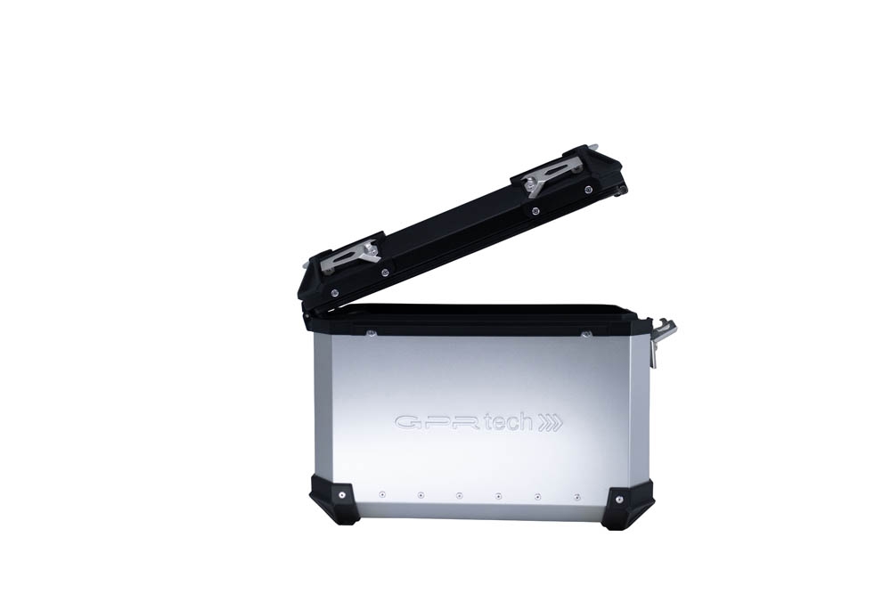 Par de malas laterais em alumínio cor prata com porta-bagagem específico GPR TECH compatível com  Kawasaki Versys 650 2021/2022 e5
