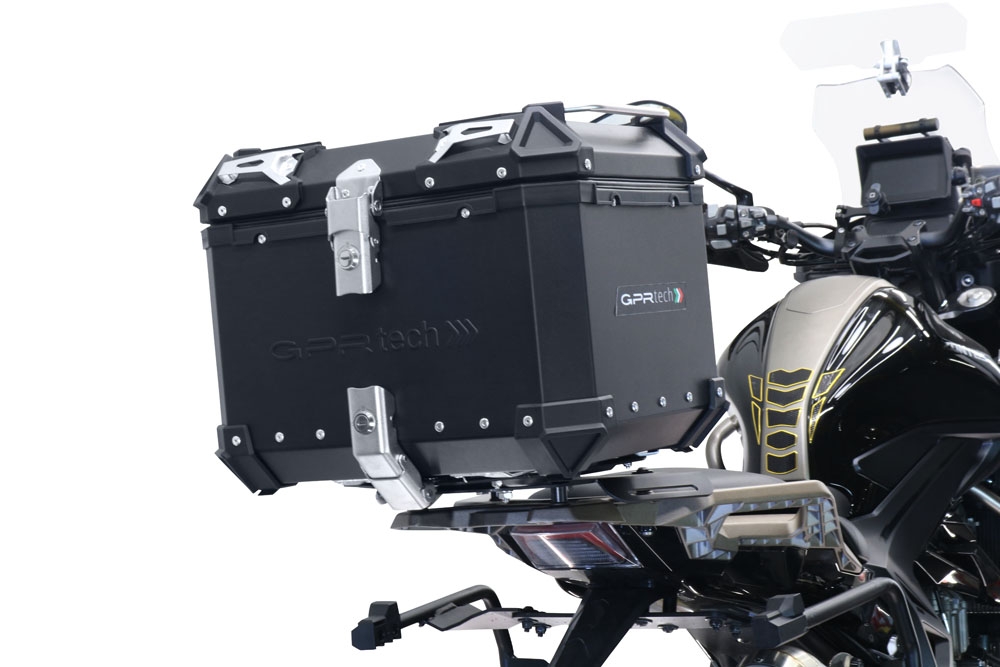 Top case em alumínio, cor preta com placa específica incluída Top case maletas GPR TECH compatível com Zontes 350 T1 ADV 2022/2024 e5